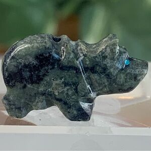 Zuni Hand Carved Bear Fetish Bead Drilled Stone Native American Spirit Animal